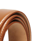 Men's Genuine Leather Belt – Classic Tan Brown with Silver Pin Buckle