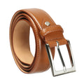 Men's Genuine Leather Belt – Classic Tan Brown with Silver Pin Buckle