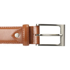 Men's Genuine Leather Belt – Classic Tan Brown with Silver Pin Buckle