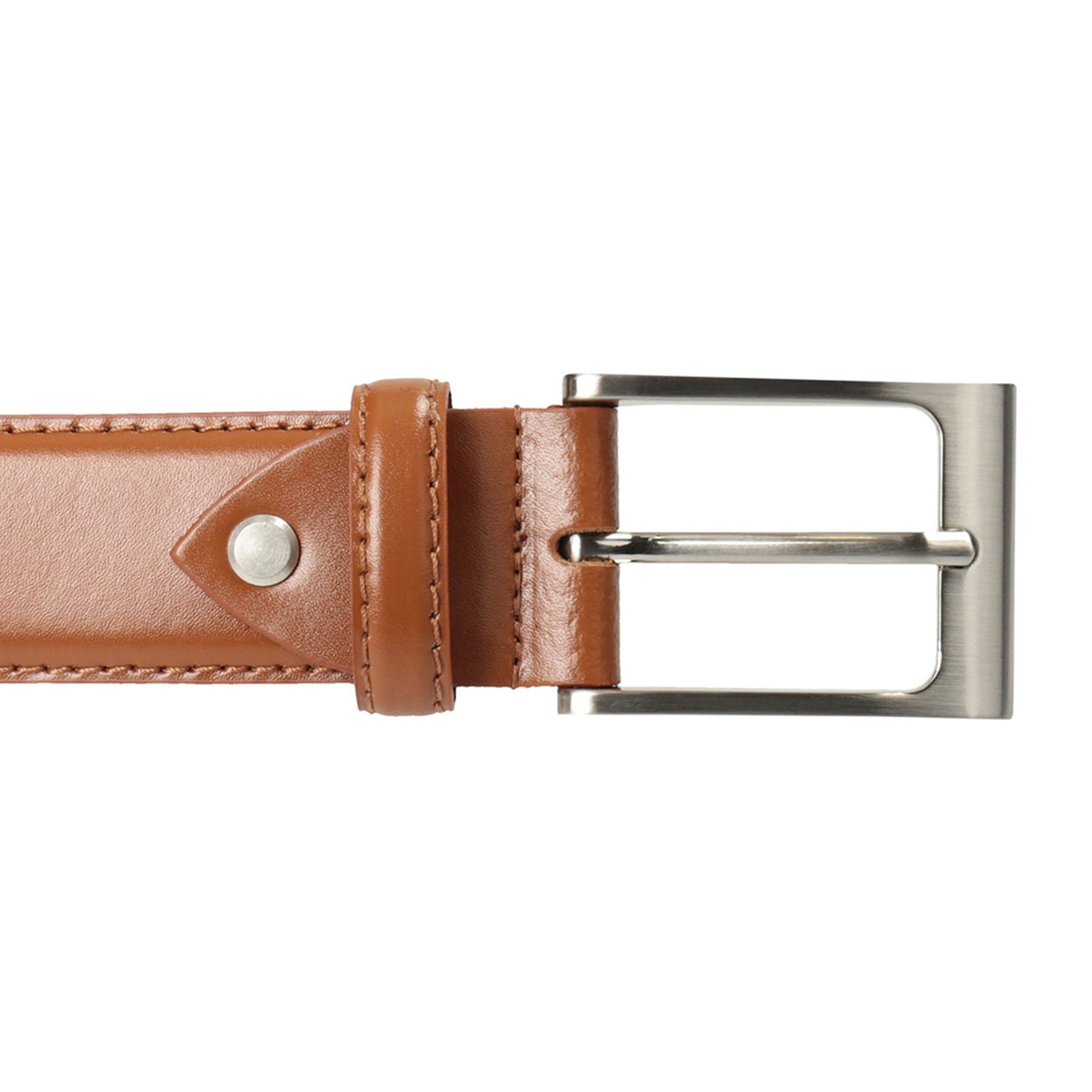 Men's Genuine Leather Belt – Classic Tan Brown with Silver Pin Buckle