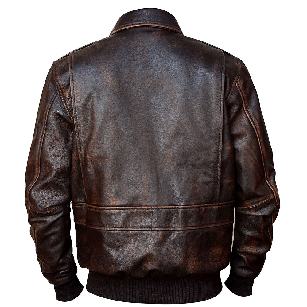 Men's Distressed Brown Leather Jacket, A2 Bomber Aviator Style Real Leather Jacket, Vintage Flight Jacket, Handmade Gift for Him