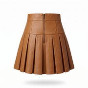 Pleated Leather Mini Skirt – Women’s Genuine Leather Skirt