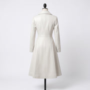 Women’s White Leather Trench Coat – Fitted A-Line Long Coat