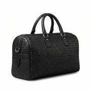 Woven Black Leather Duffle Bag – Premium Travel Weekender