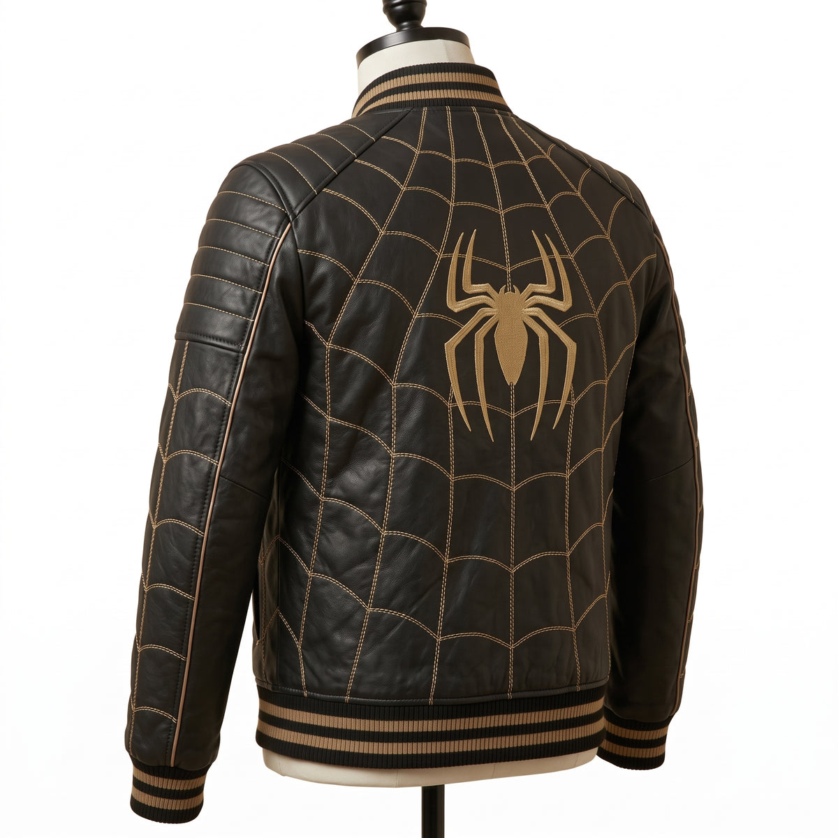Spider Web Leather Bomber Jacket – Wholesale Custom