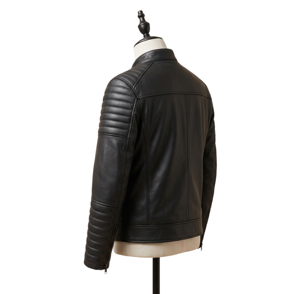 Quilted Racing Leather Jacket – Black Motorcycle Jacket