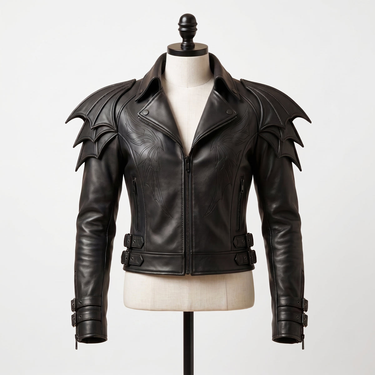 Women's Gothic Batwing Shoulder Leather Jacket