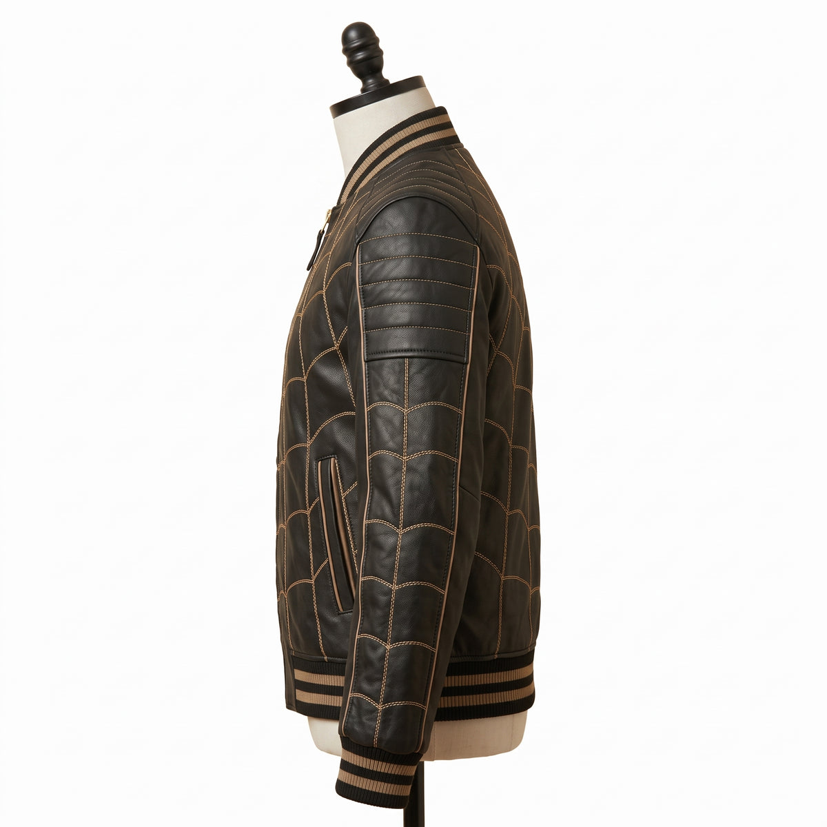 Spider Web Leather Bomber Jacket – Wholesale Custom