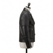 Men's Black Crocodile Embossed Quilted Leather Biker Jacket