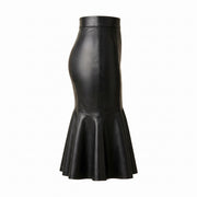 High-Waisted Mermaid Leather Midi Skirt – Women’s Leather Skirt
