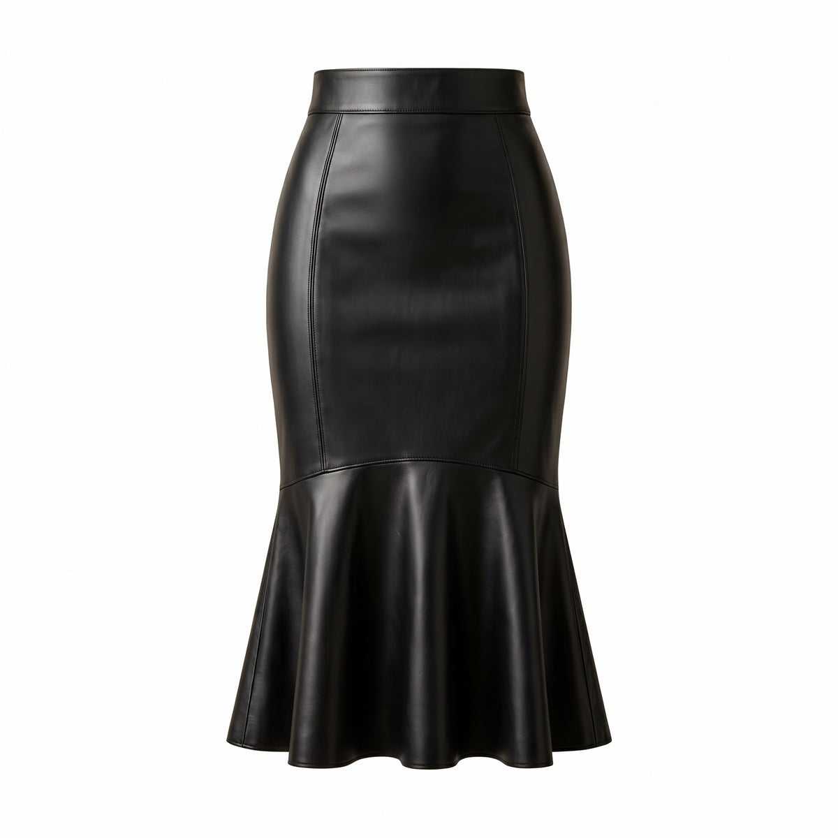 High-Waisted Mermaid Leather Midi Skirt – Women’s Leather Skirt