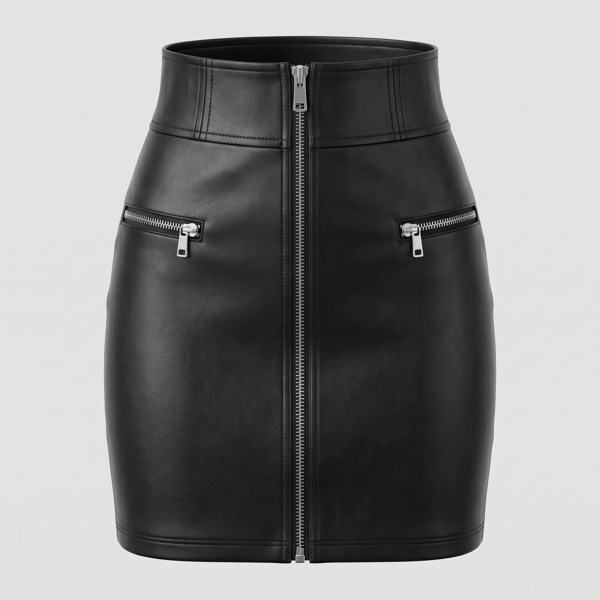 Front Zip Leather Mini Skirt – Women’s Genuine Leather Mini Skirt