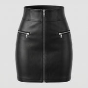Front Zip Leather Mini Skirt – Women’s Genuine Leather Mini Skirt