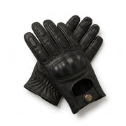 Vintage Biker Gloves – Matte Black Leather Motorcycle Gloves