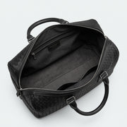 Woven Black Leather Duffle Bag – Premium Travel Weekender