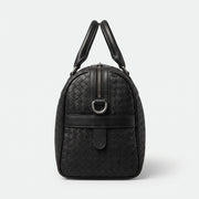 Woven Black Leather Duffle Bag – Premium Travel Weekender