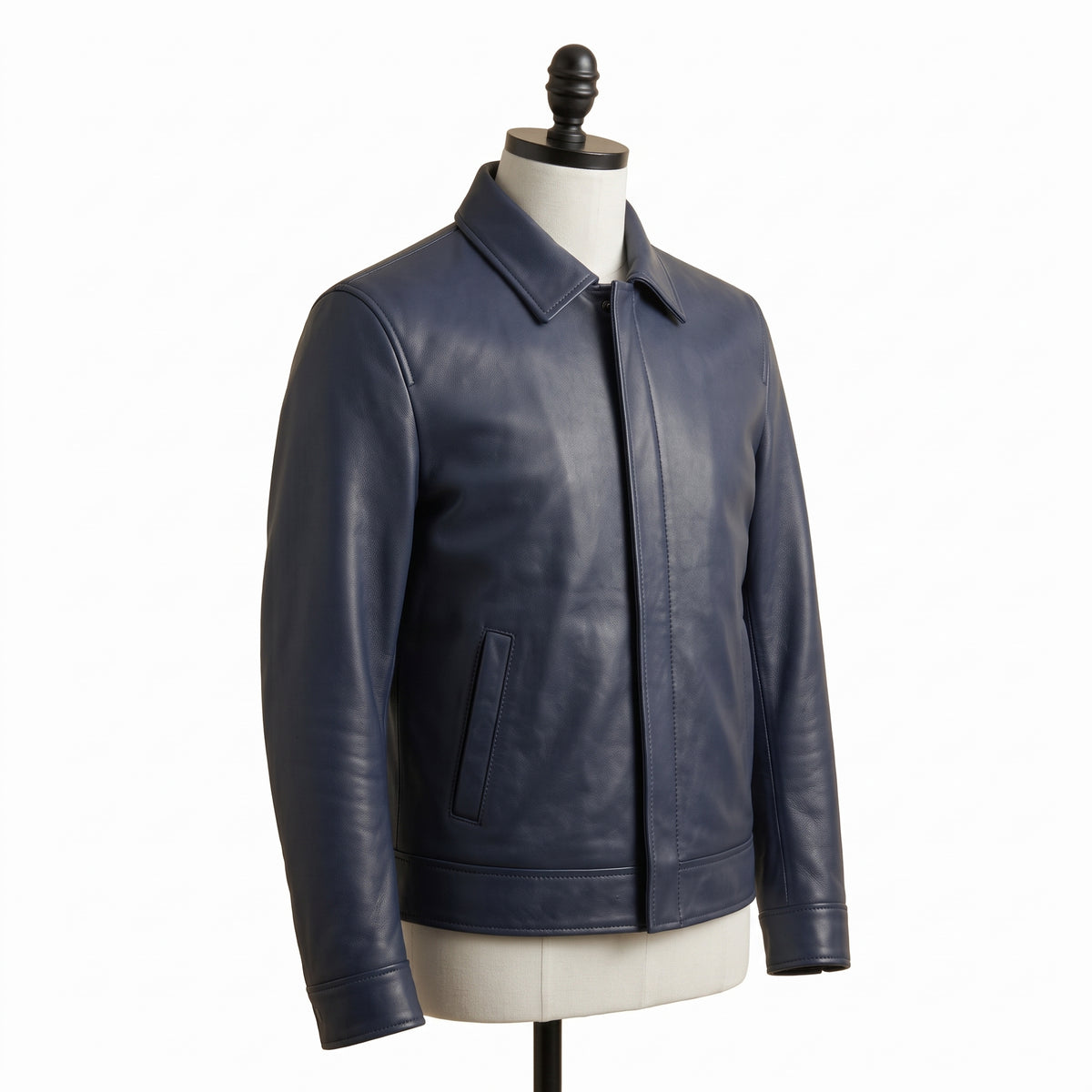Leather Shirt Collar Jacket – Men's Minimalist Leather Jacket