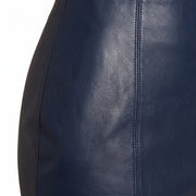 Navy Blue Side-Slit Leather Midi Skirt – Women’s Leather Skirt