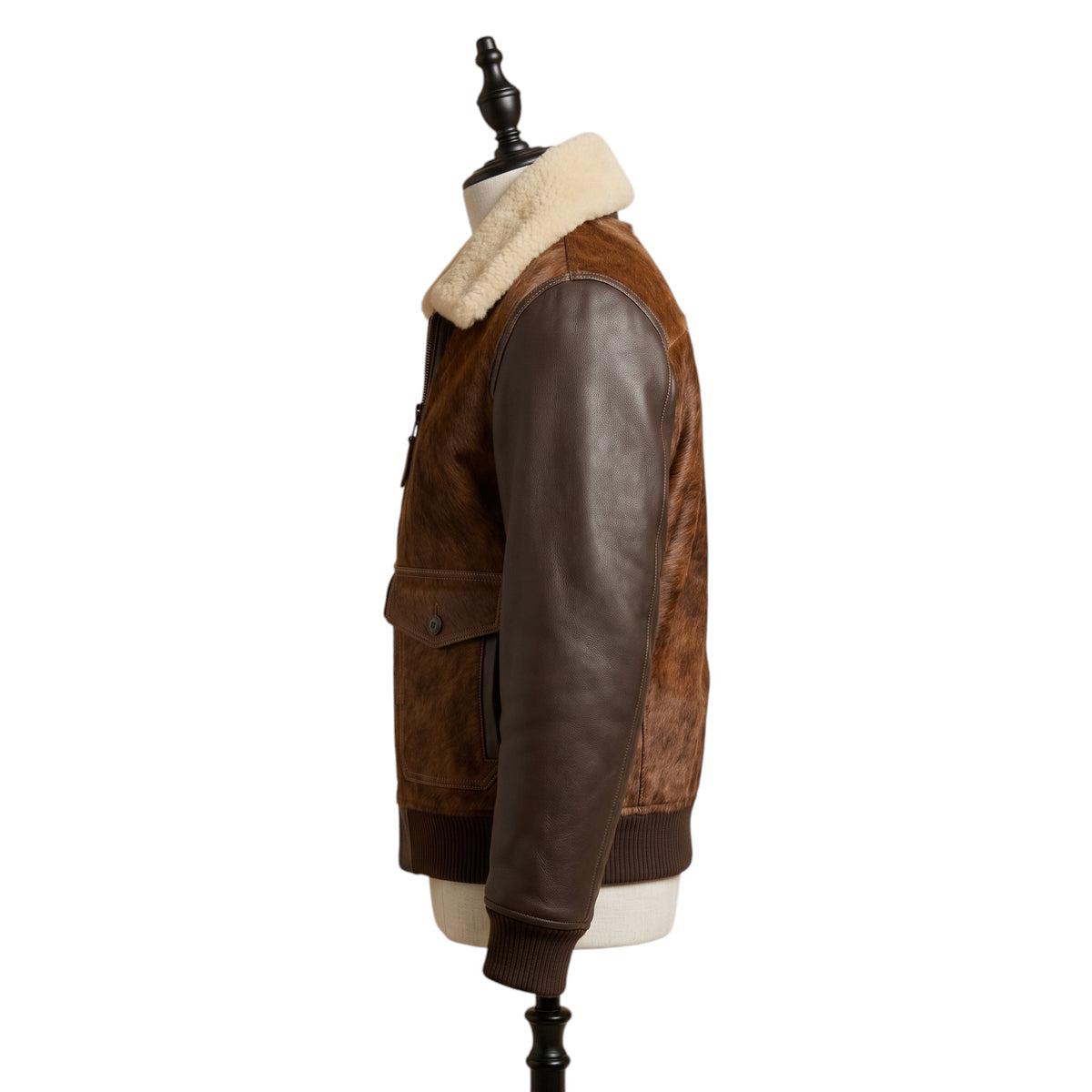 Men's Hair-On Leather Aviator Jacket – Brown