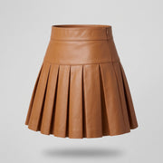 Pleated Leather Mini Skirt – Women’s Genuine Leather Skirt