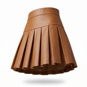 Pleated Leather Mini Skirt – Women’s Genuine Leather Skirt