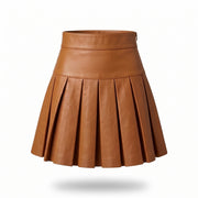 Pleated Leather Mini Skirt – Women’s Genuine Leather Skirt