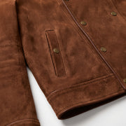 Brown Double-Breasted Suede Biker Jacket