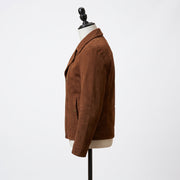 Brown Double-Breasted Suede Biker Jacket