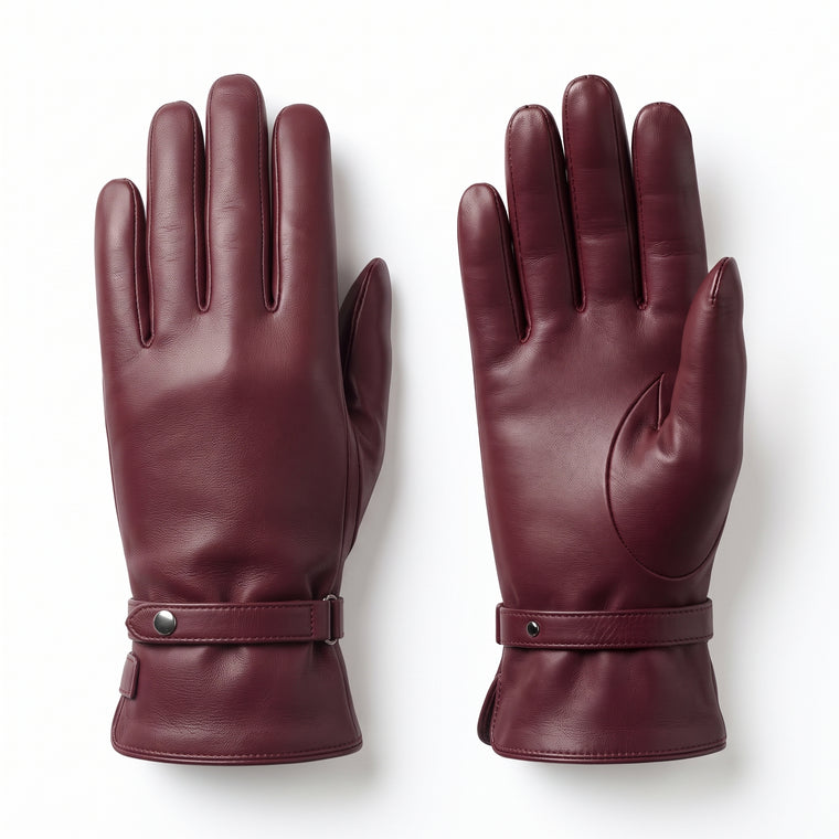 Burgundy Women's Leather Driving Gloves | Premium