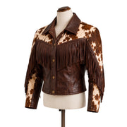 Women’s Hair-On Leather Fringe Jacket – Western Cowhide Jacket