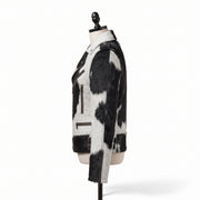 Black & White Cowhide Asymmetrical Motorcycle Jacket