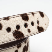 Brown & White Hair-On Cowhide Leather Belt