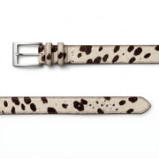 Brown & White Hair-On Cowhide Leather Belt