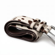 Brown & White Hair-On Cowhide Leather Belt