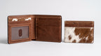 Cowhide Leather Bifold Wallet with ID Window & Matching Card Holder | Genuine Hair-On-Hide Mens Wallet Set