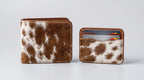 Cowhide Leather Bifold Wallet with ID Window & Matching Card Holder | Genuine Hair-On-Hide Mens Wallet Set