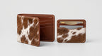 Cowhide Leather Bifold Wallet with ID Window & Matching Card Holder | Genuine Hair-On-Hide Mens Wallet Set