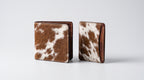 Cowhide Leather Bifold Wallet with ID Window & Matching Card Holder | Genuine Hair-On-Hide Mens Wallet Set