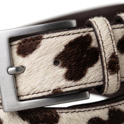 Brown & White Hair-On Cowhide Leather Belt