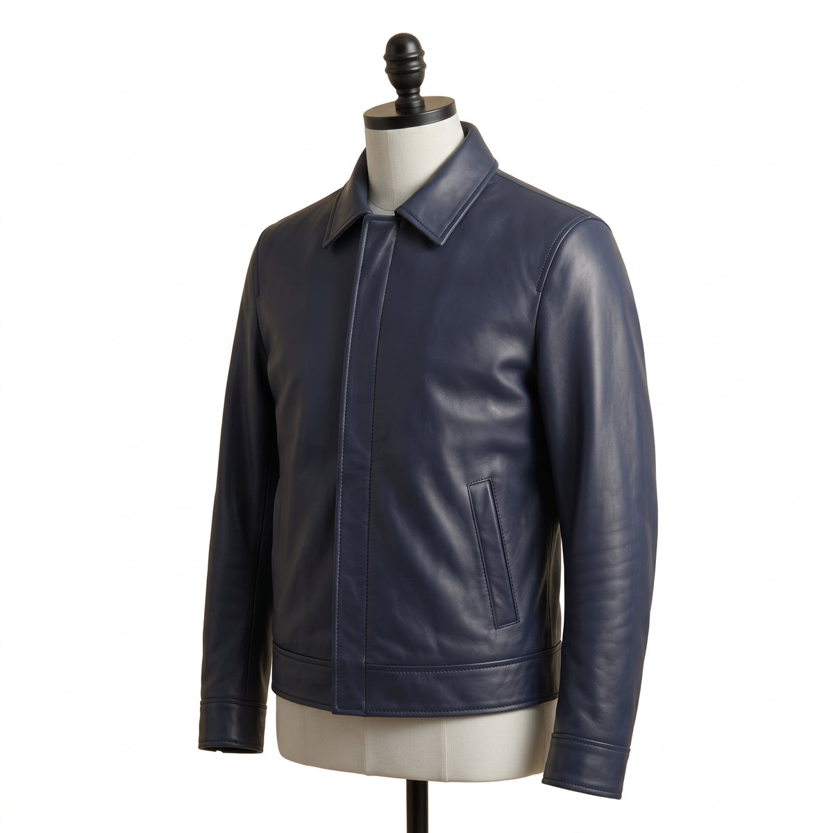Leather Shirt Collar Jacket – Men's Minimalist Leather Jacket