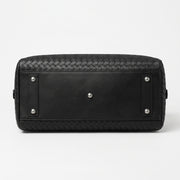 Woven Black Leather Duffle Bag – Premium Travel Weekender