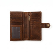 Distressed Vintage Leather Long Bifold Wallet