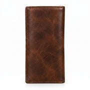 Distressed Vintage Leather Long Bifold Wallet
