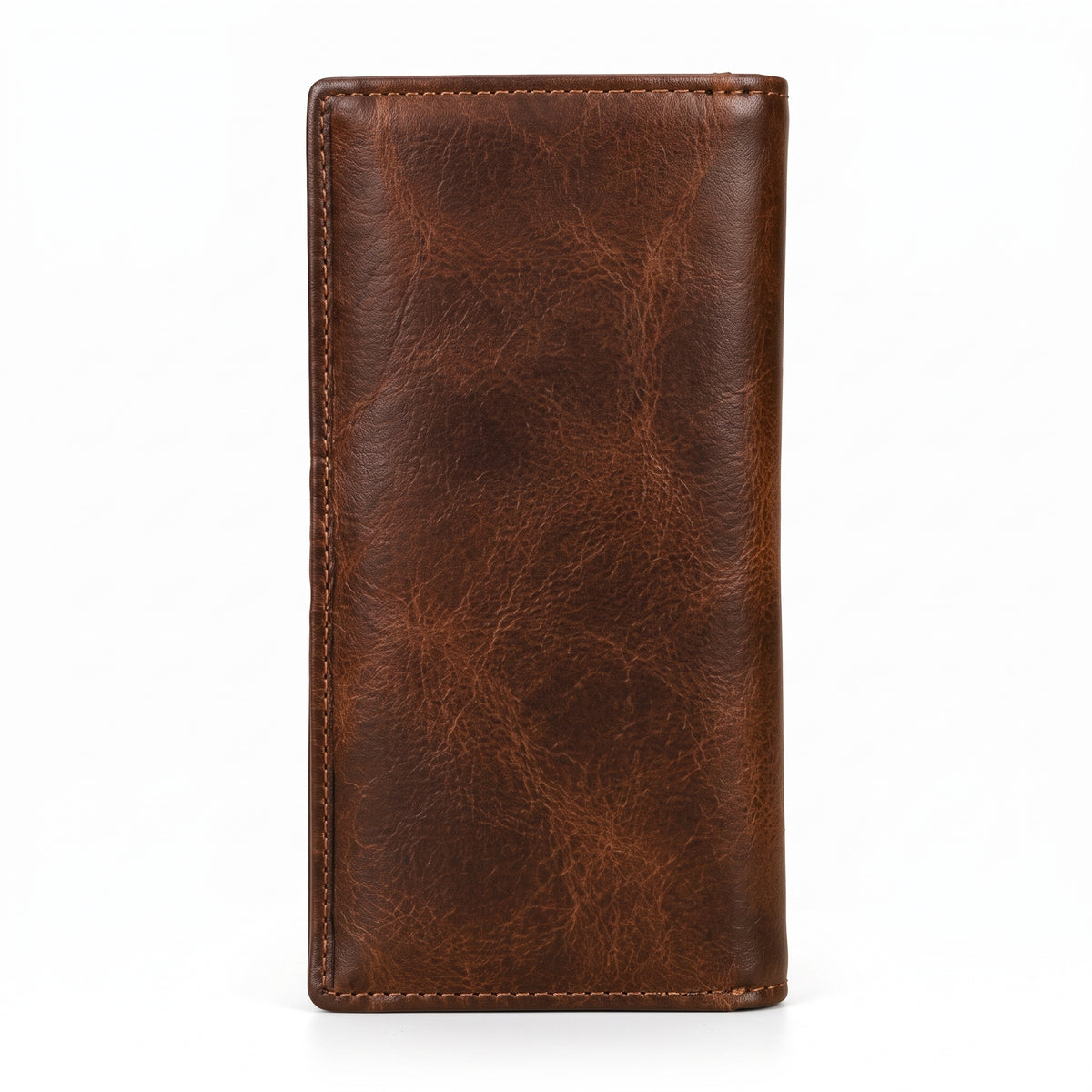Distressed Vintage Leather Long Bifold Wallet