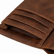 Distressed Vintage Leather Long Bifold Wallet