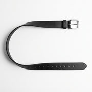 Classic Men's Black Leather Belt with Silver Buckle