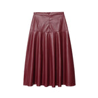Leather Ladies Skirt – High Waist Flared A-Line Midi Skirt