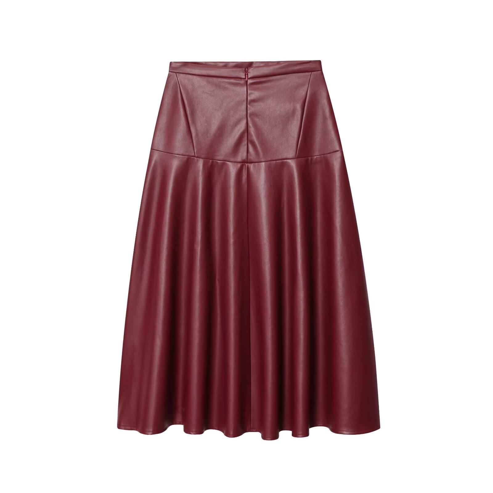 Leather Ladies Skirt – High Waist Flared A-Line Midi Skirt