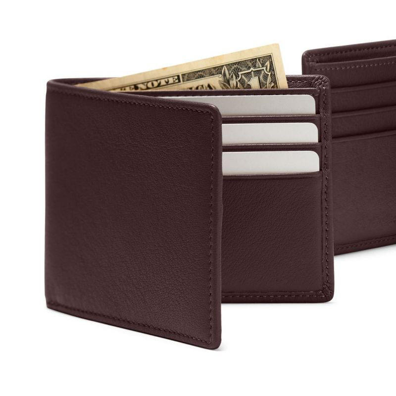 Leather Wallets for Men – Smooth Espresso Brown Genuine Bifold Wallet with Multiple Card Slots