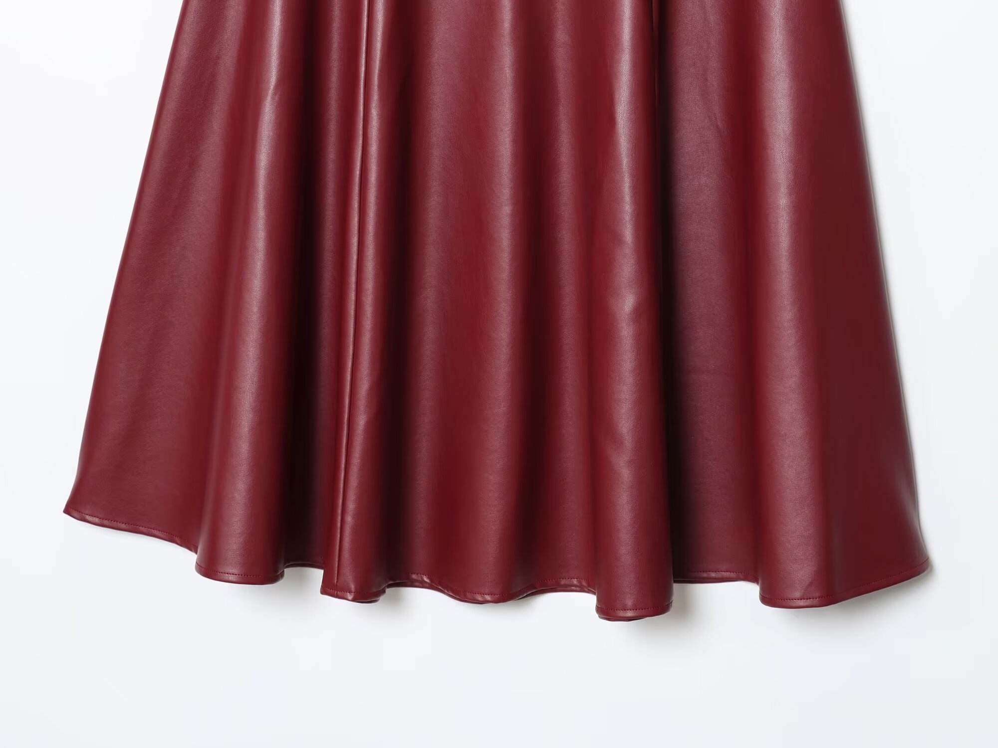 Leather Ladies Skirt – High Waist Flared A-Line Midi Skirt